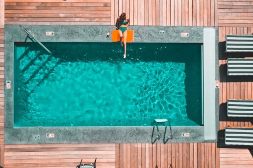 swimming pool with girl