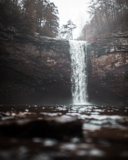 Waterfall from below